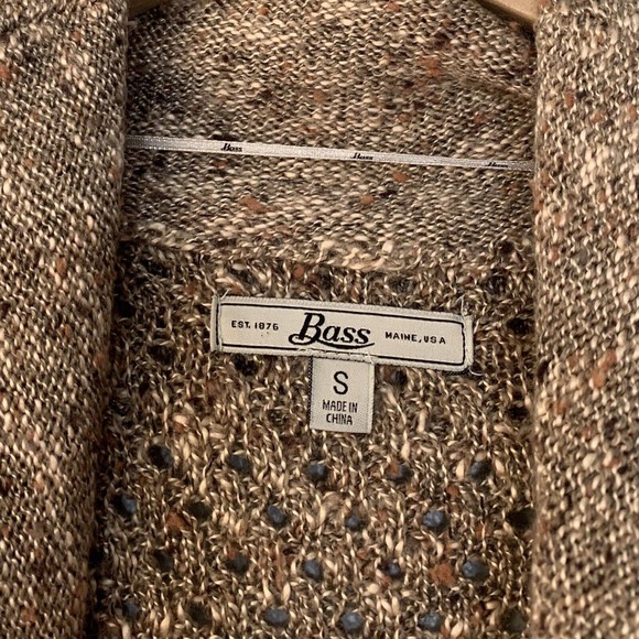 Bass Womens Small Marled Tan Boho Sweater Fringed Tunic Top Cowl Neck Cable Knit - Picture 4 of 8